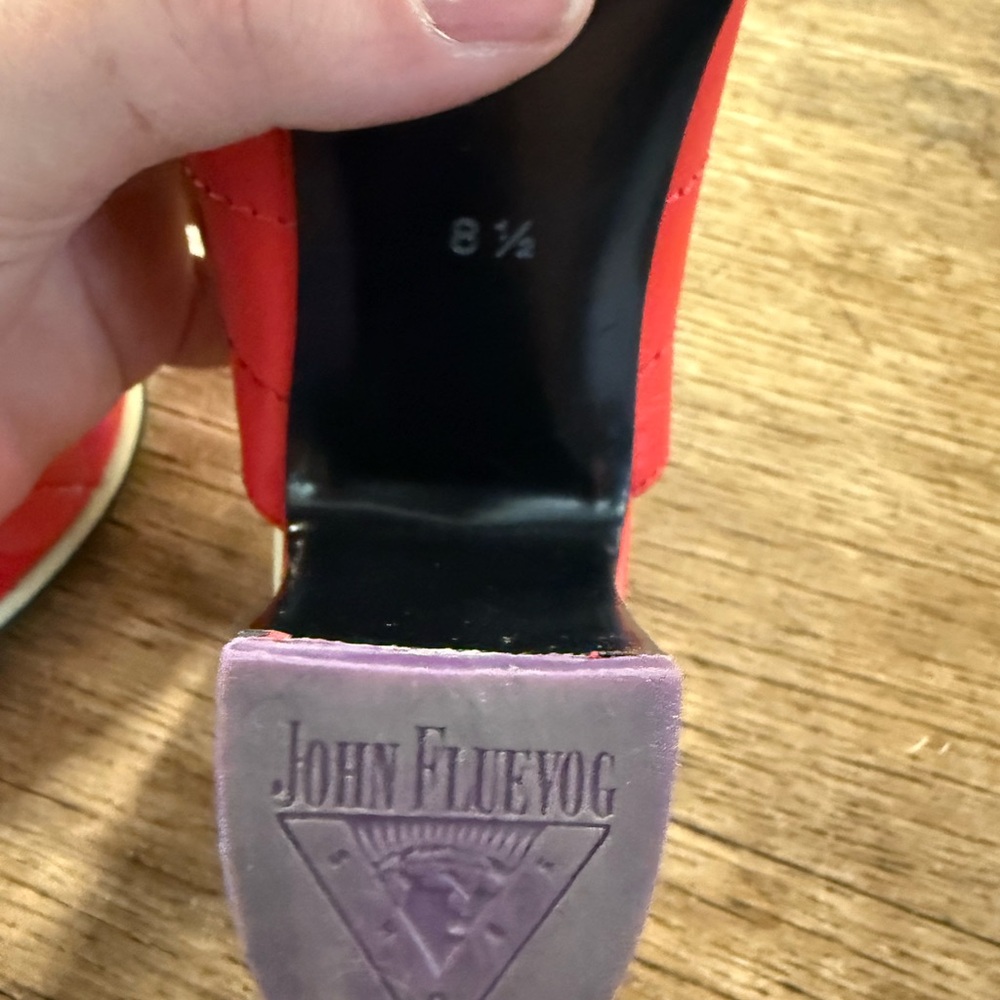 John Fluevog The Attic Tziporah Appliqué Slingback shoes sz 8 1/2 - Picture 7 of 7